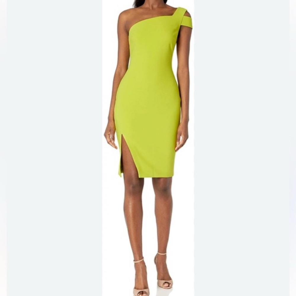 Likely One-Shoulder Chartreuse Dress
